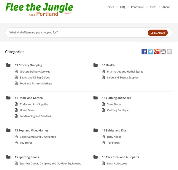 Flee the Jungle Portland - Home Page Example